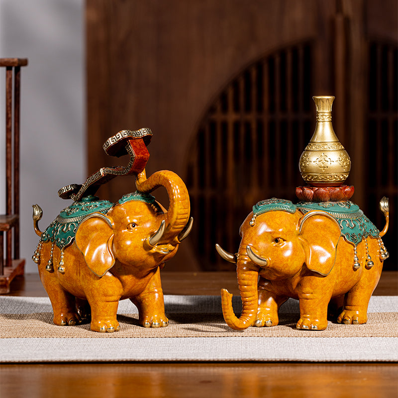Peace & Auspiciousness Elephant Set (White)