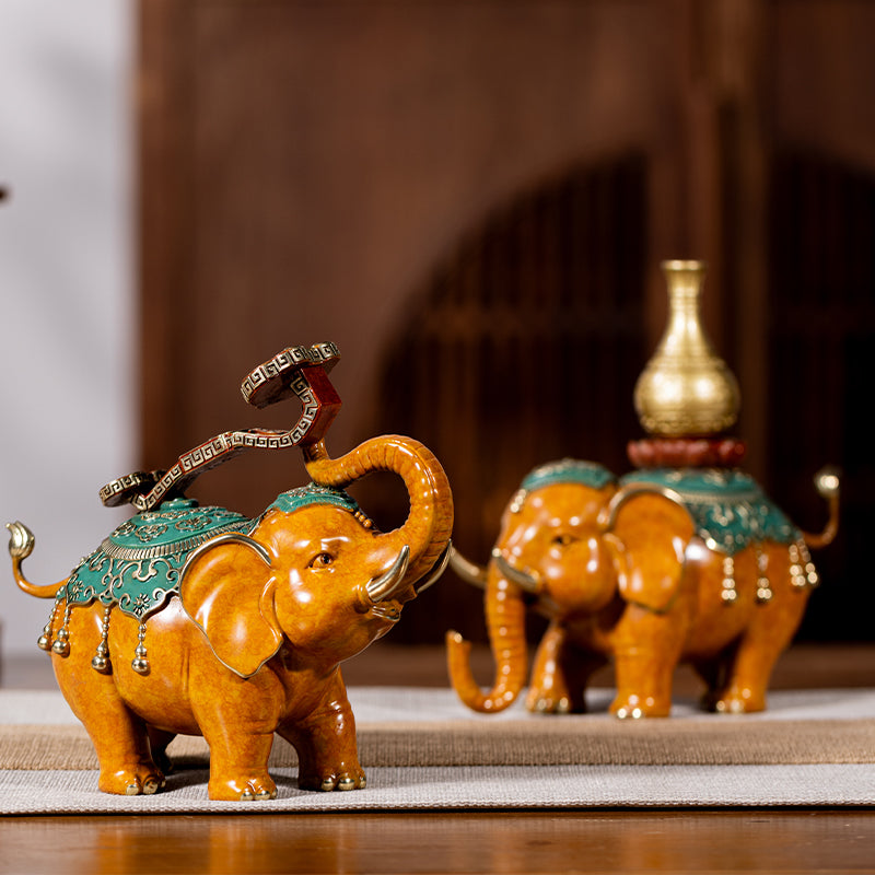 Peace & Auspiciousness Elephant Set (White)