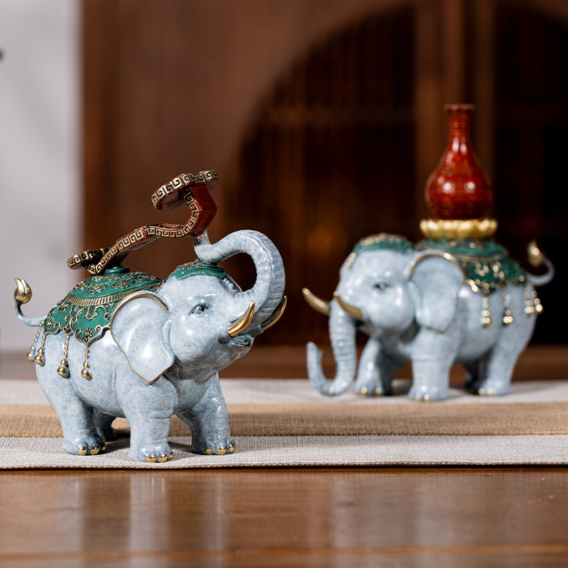 Peace & Auspiciousness Elephant Set (White)